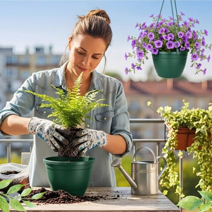 Roshtia 24 Pcs 6.3 Inch Plastic Hanging Pots for Plants Bulk with Hooks - color: Green, size: 6.3 Inch