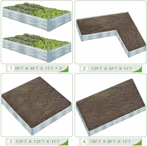 Galvanized Raised Garden Bed 8x4x1ft 3-Pack - size: 8x4x1ft (3 pcs)