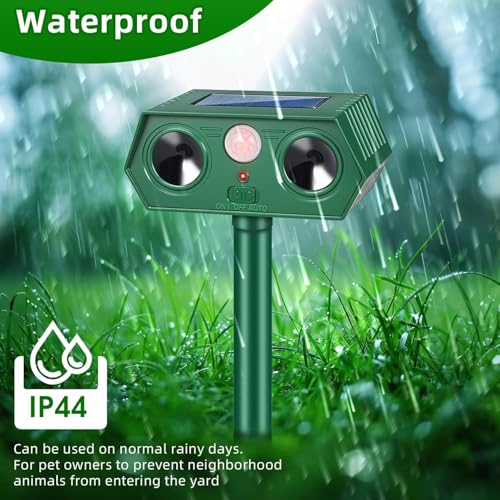 2026 Upgraded Solar Ultrasonic Animal Repellent, Sonic Deer Repeller Devices & Cat Repellent Outdoor, Motion Sensor Sound Animal Deterrent to Keep Dog Raccoon Rabbit Away from Yard,Lawn,Garden,4 Pack