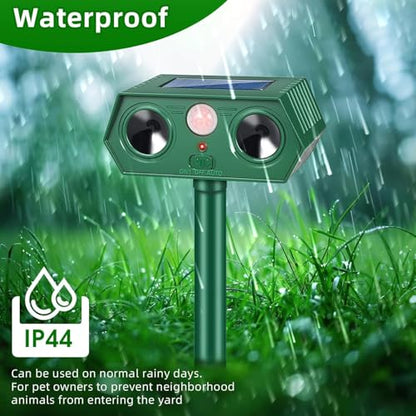 2026 Upgraded Solar Ultrasonic Animal Repellent, Sonic Deer Repeller Devices & Cat Repellent Outdoor, Motion Sensor Sound Animal Deterrent to Keep Dog Raccoon Rabbit Away from Yard,Lawn,Garden,4 Pack