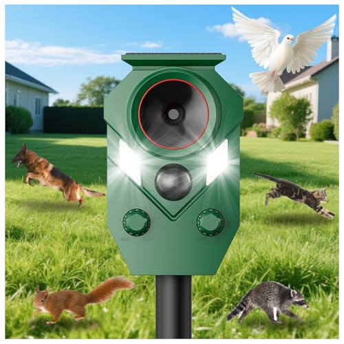 Solar Ultrasonic Animal Repeller Outdoor, Motion Sensor