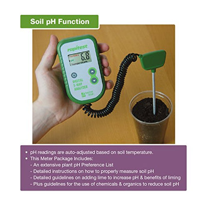 Luster Leaf Fertility and Temperature Rapitest 1835 Digital 3 Way Analyzer for Soil pH
