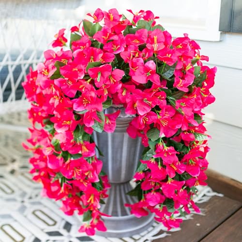 2 PCS Bougainvillea Artificial Hanging Flowers Plant for Outdoors, Hot Pink - color: Hot Pink
