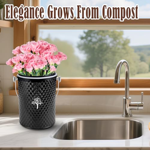 AOSION Countertop Compost Bin, Odor-Free Food Waste Container with 50 Bags - color: Black