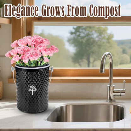 AOSION Countertop Compost Bin, Odor-Free Food Waste Container with 50 Bags - color: Black