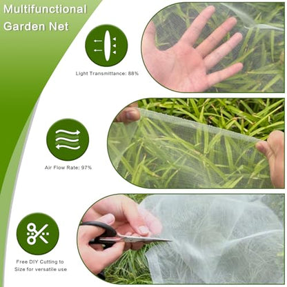 Garden Netting, 10'x20' Fine Mesh Net, Guard Veggies, Fruits & Flowers - size: 10'x20'