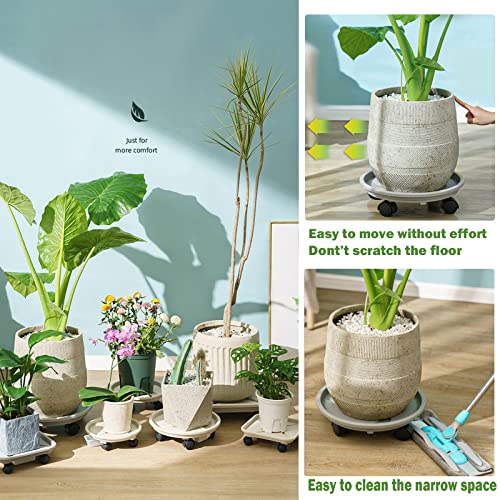 4-pack 13" Plant Caddy with Wheels, Drainage Tray & Heavy-duty Casters - Large Rolling Plant Stand for Moving Heavy Pots, Indoor & Outdoor Use, Grey - color: Grey