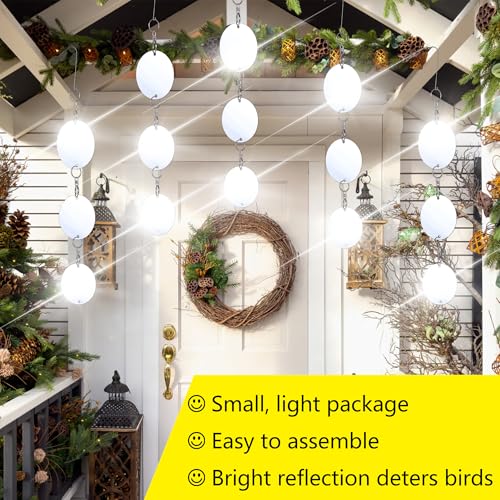 Reflective Bird Scare Discs,12 Set Double-Sided Reflectors Scare Devices,Bird Reflectors to Keep Birds Away Like Pigeon Migrant Bird,Suitable for Garden, Porch,Floor-to-Ceiling Windows - size: 12 count