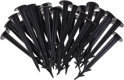 50 Pack 4.5 Inch Plastic Garden Stakes, Heavy Duty Landscape Anchoring Spikes for Weed Fabric, Tarp, Tent, Edging & Ground Fixing, Black