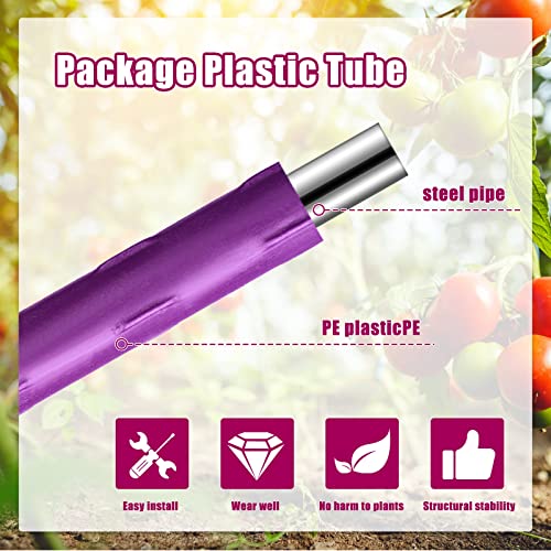 4 Packs Large Tomato Cages for Garden up to 6.5ft Heavy Duty Tomato Plant Trellis with 80 Clips Assembled Plant Support Cages with Adjustable Stake Arms for Vegetables, Climbing Plants (Purple) - color: Purple