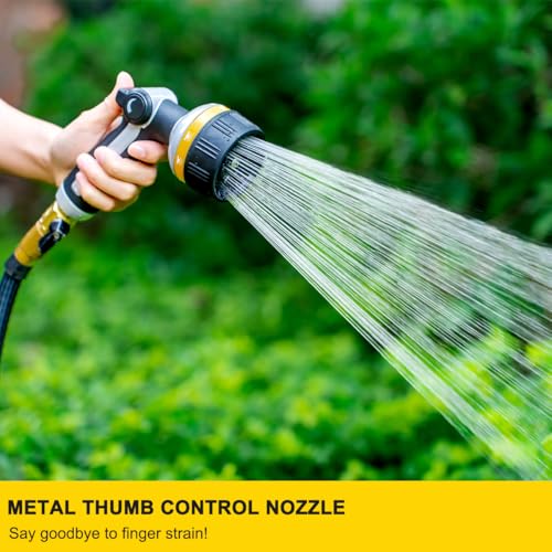 FANHAO Metal Thumb Control Garden Hose Nozzle Heavy Duty, 10 Spray Patterns - color: Yellow