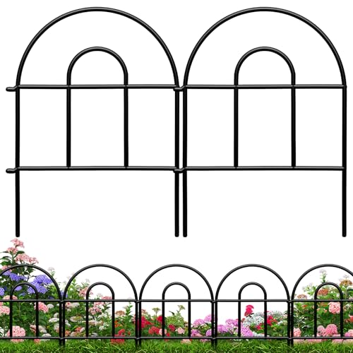 Decorative Garden Fence, 21.67ft(L) x 17in(H) Metal Fencing, 20 Pack, Black, Classic Style, Animal Barrier, Garden Border - color: Black, size: 20pc 21.67 ft(L) x 17 in(H)