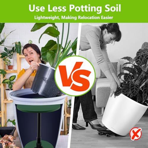 Axcoix 2 Pack Adjustable Height Plant Risers for Inside Pots, 7.5-12" Planter Inserts for Large Pots, Pot Fillers for Tall Square Round Taper Planters (6" 8" 10" Base or Top) - size: Short Lift: 7.5-12" Rise - 2Pack