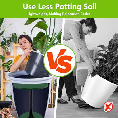 Axcoix 2 Pack Adjustable Height Plant Risers for Inside Pots, 7.5-12" Planter Inserts for Large Pots, Pot Fillers for Tall Square Round Taper Planters (6" 8" 10" Base or Top) - size: Short Lift: 7.5-12" Rise - 2Pack