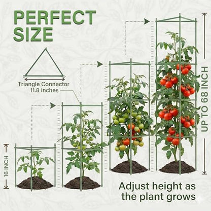 3 Pack 68" Tomato Cages for Garden - Large Tomato Plant Support Trellis - size: 3 pack, 68 Inches