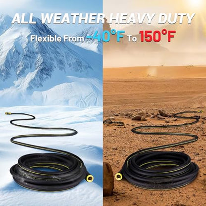 50 FT Garden Hose, 5/8 in Heavy Duty Rubber Water Hose - size: 50 Feet (with Nozzle)