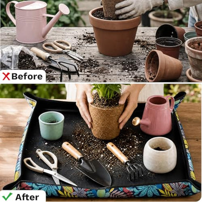 LIHAO Repotting Mat, 29.5x29.5 Waterproof Potting Tray for Indoor Plants