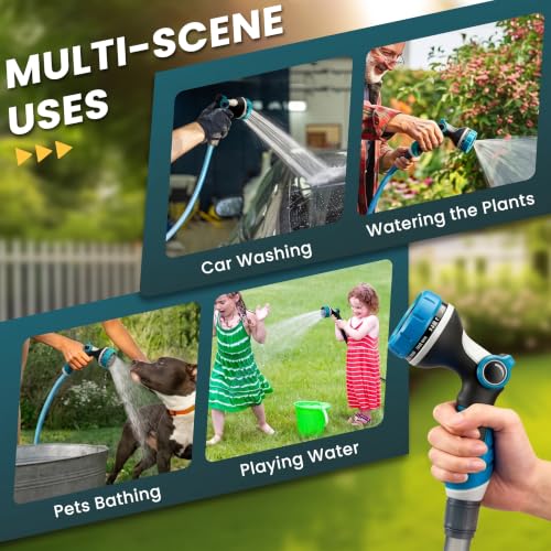 Garden Hose Nozzle,Water Hose Sprayer Thumb Control with 10 Spray Patterns - color: Blue