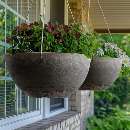 LA JOLIE MUSE Hanging Planter Baskets for Outdoor Plants, Set of 2, 13 Inch - color: Marble Pattern