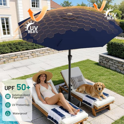 AreShark 9FT Outdoor Patio Umbrella with Tilt and Crank, Navy - color: Navy, size: 9ft