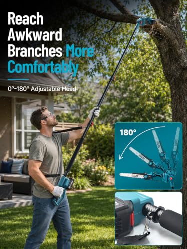 10'' Electric Pole Saws, 2-in-1 Mini Chainsaw for Tree Trimming - color: Blue, size: 10inch