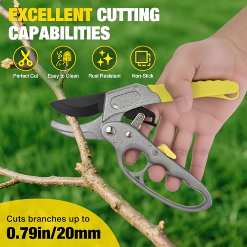 Yesker Pruning Shears Garden Shears 7.8" Professional Garden Scissors Sharp 65 Manganese Steel Blade Heavy Duty Clippers Hand Pruners for Cutting Fresh Flowers Branch Plant Trimming Gardening Tools - size: 1PCS 7.8" Yellow