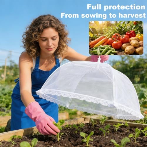 4 Packs Mesh Plant Cover with Ground Stakes, Pop-up Mesh Plant Protector