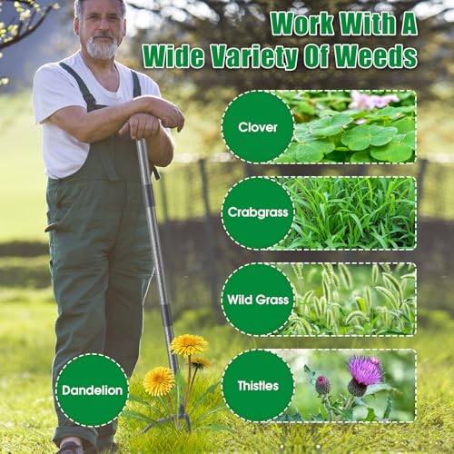 Lilyvane Weed Puller Tool, Stand Up Manual Weeder, Heavy Duty Garden Weeding Tool with 60 inch Long Handle,4 Claw Steel Head, Uprooting Dandelion Removal Gardening Tools for Lawn Grass Grabber