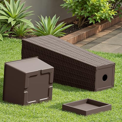 Devoko Resin 23.6'' Tall Planters, Large Taper Outdoor Planter - color: Brown, size: 23.6" With Trays