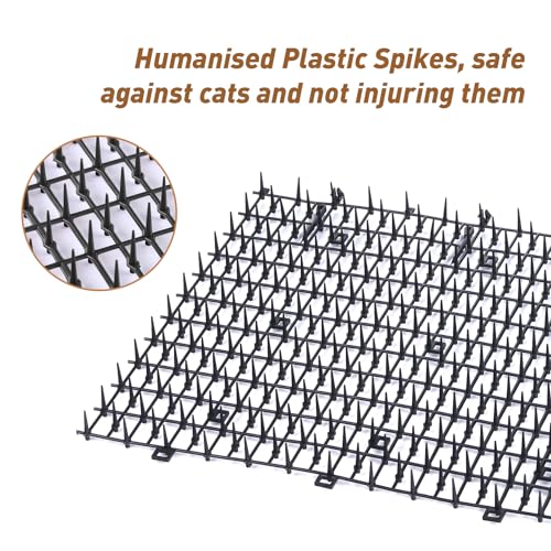 Bynccea Cat Scat Mat with Spikes, 6.5ft Cat Repellent Mat Anti Cat Prickle Strips Network Digging Stopper Outdoor PP Plastic Cat Spike Mat（Black