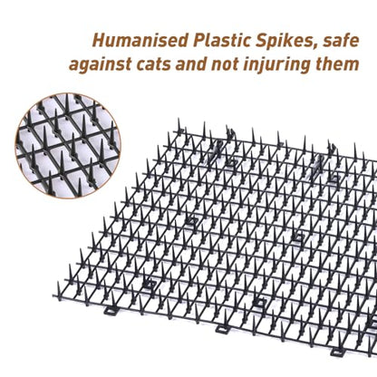 Bynccea Cat Scat Mat with Spikes, 6.5ft Cat Repellent Mat Anti Cat Prickle Strips Network Digging Stopper Outdoor PP Plastic Cat Spike Mat（Black