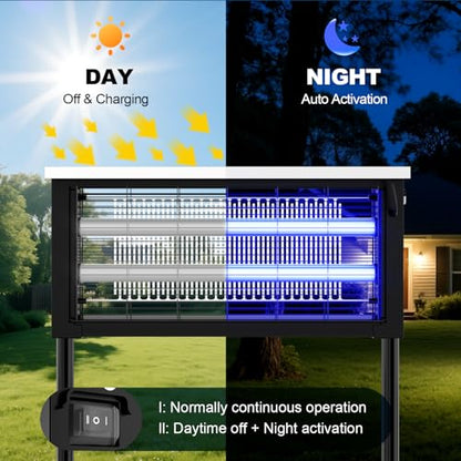 Solar Bug Zapper Outdoor, 20W Powerful Mosquito Zapper Outdoor - size: 19.7 inches for 3000 sq.ft