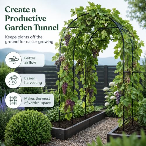 FOLLOOK Garden Arch Trellis for Climbing Plants Outdoor, 7.8 ft, Black - size: 43.3" x 70.8" x 82.6"