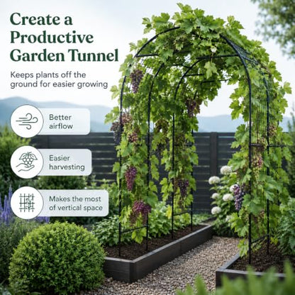 FOLLOOK Garden Arch Trellis for Climbing Plants Outdoor, 7.8 ft, Black - size: 43.3" x 70.8" x 82.6"