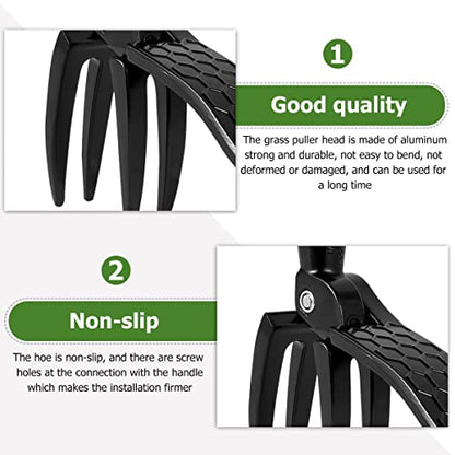 Stand Up Weeder Manual Weed ,Remover Weed Puller Tool with Foot Plate for Removing Weeds -Black Aluminum Lever Head Weed Puller, Garden Weeder Root Remover Tool(Without Pole)