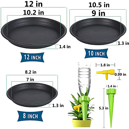 6Pack 8,10,12Inch Plastic Drip Trays Plant Saucers for Indoors Outdoor Plant, Thick Heavy Durable Sturdy Flower Pot Trays for Pots Planter, Black… - size: 8+10+12inch