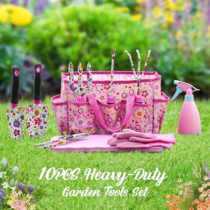 Housolution Gardening Tools Set, 10PCS Gardening Gifts for Women, Pink - color: Pink