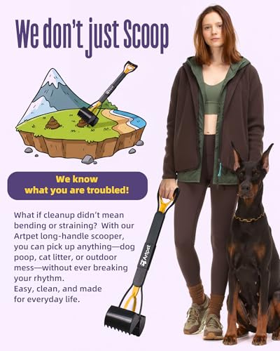32" Dog Pooper Scooper, Long Handle Scoop for Yard & Grass - color: Sun Yellow