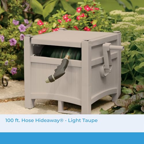 Suncast 100' Garden Hose Reel Hideaway for 5/8" Vinyl Hose, Light Taupe - size: 100' (Light Taupe)