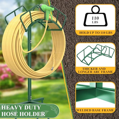 Qatsrin Heavy Duty Garden Hose Holder, Water Hose Storage Holds 150ft Green - color: Green
