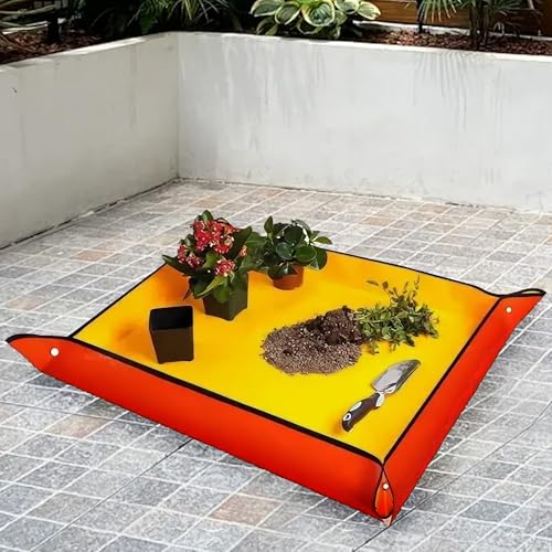 Gardening Repotting Mat for Plants - Waterproof Mat for Potting, Soil Change, Flower and Plant Care (66cm x 66cm, Yellow) - color: Yellow, size: Large