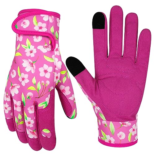 Leather Gardening Gloves for Women Garden Gloves Thorn Proof Heavy Duty Gloves Women Gardening Gift - color: Color D