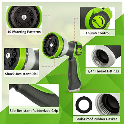 AUTOMAN Garden Hose Nozzle - 2 Pack, Thumb Control Sprayer, Slip-Resistant Water Nozzle, Extra 4 Washers, for Watering Plants Lawn & Garden, Cleaning, Washing Car, Showering Pets - color: Lawngreen X2