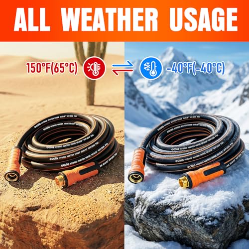 Short Garden Hose 10 ft x 5/8", Heavy Duty Small Flexible Water Hose, Kink Resistant Lightweight Hybrid Hose, Leakproof Yard Hose with Male to Female Fittings - color: Black, size: 10ft