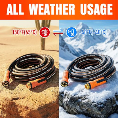 Garden Hose 75 ft x 5/8", Heavy Duty Water Hose, Flexible and Durable, Kink Resistant Lightweight Hybrid Hose, Leakproof Yard Hose with Male to Female Fittings - color: Black, size: 75ft