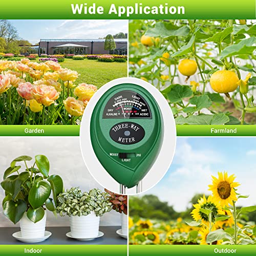 Dr.meter Plant Moisture Meter 3 in 1 Soil Moisture Light pH Tester