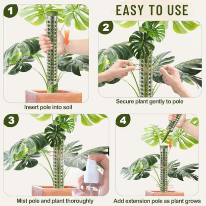 Moss Pole Monstera Plant Support 55 Inch, Stackable Sphagnum Moss Poles Sticks for Climbing Plants Indoor 4 Packs 17 Inch Plant Stakes for Garden Potted Plants, Pothos, Philodendron, Green