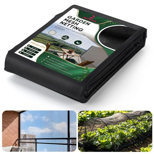 Jevrench 10 x 50 ft Strong PP Garden Netting, Mosquito Net for Patio, Black - size: 10 x 50 ft