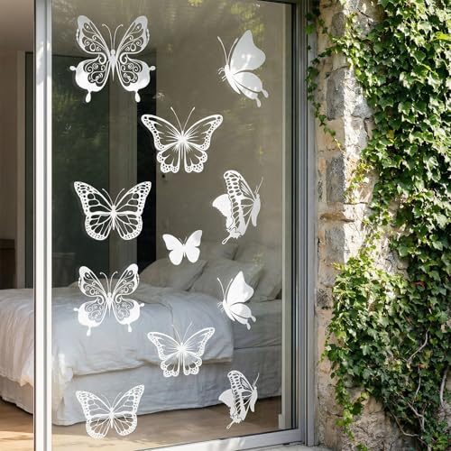 24 Pieces Window Decals to Prevent Bird Strikes, Anti Collision Windows Stickers to Prevent Bird Strikes Double Sided Windows Decals No Glue Needed Reusable Static Clings for Birds Window Deterrent
