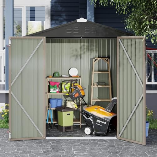 Devoko 6x4 FT Outdoor Storage Shed, Brown - color: Brown, size: 6x4 FT